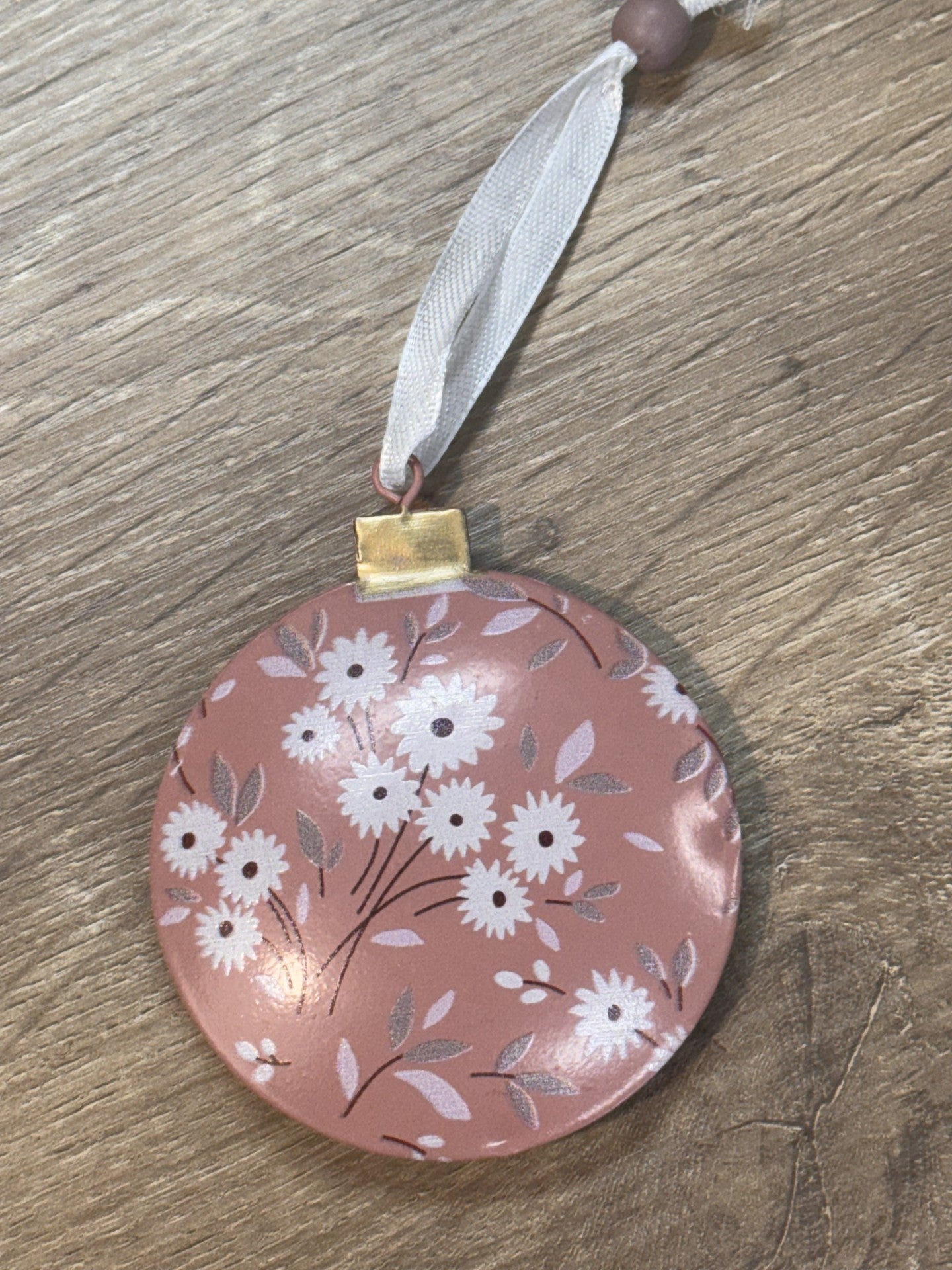 Set of 4x Floral Metal Baubles - 7cm
