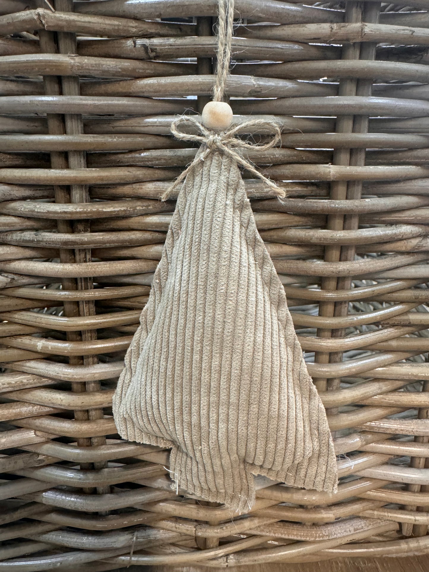 Hanging Corduroy Christmas Tree Ornament - 12cm