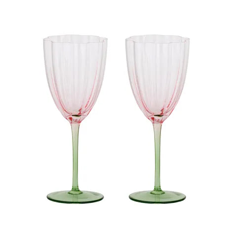 Lotti Set of 2 Wine Glasses - 8x22cm Pink/Green