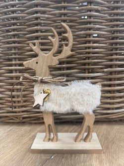 Timber Furry Deer Decoration - 16x5x21cm