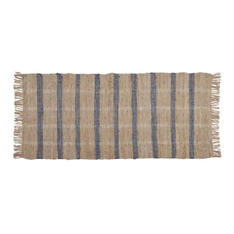 Anni Leather Rug 60x150cm Natural/Navy