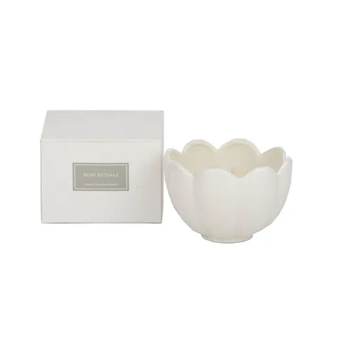 Fiore Ceramic Candle Bowl - White