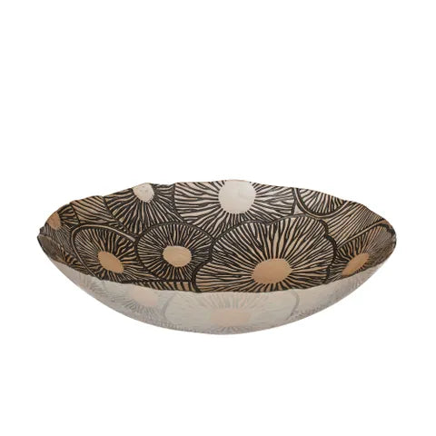 Malmo Glass Bowl 33x8cm Ivory/Black